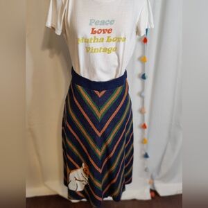 Teeberry & Weave Knit A line Chevron midi Skirt  quirky squirrel  Retro  SM